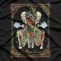 Tarot Card Skeleton Skull with Flowers and Plants T-Shirt