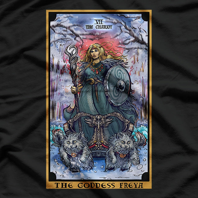 The Goddess Freyja: The Chariot Tarot Card - Norse Pagan Witchcraft T-Shirt