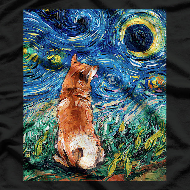 Cute Shiba Inu Back Starry Night T-Shirt