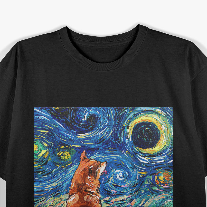 Cute Shiba Inu Back Starry Night T-Shirt