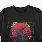 Dark Gothic Art Raven and Black Crow Under the Red Moon T-Shirt