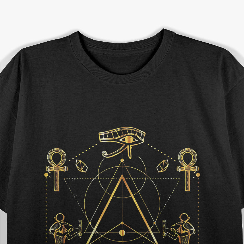 Eye of Horus Sacred Geometry and Ancient Egypt’s Ankh Symbolism T-Shirt