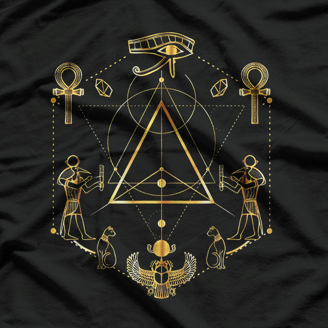Eye of Horus Sacred Geometry and Ancient Egypt’s Ankh Symbolism T-Shirt