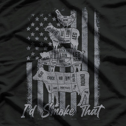 Funny Grilling US Flag I'd Smoke That 4th of July T-Shirt