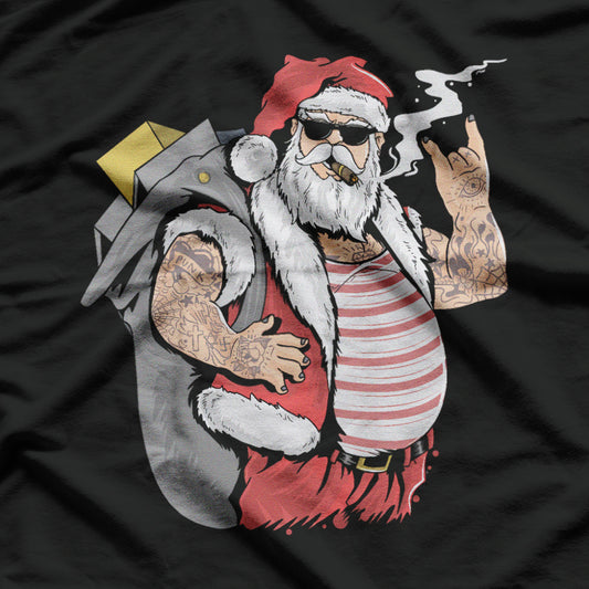 Tattooed Santa Claus Funny T-Shirt