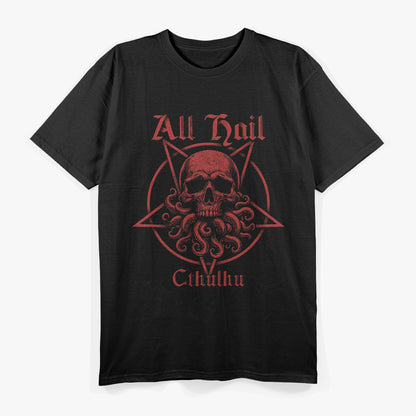 All Hail Cthulhu Dark Occult Skull T-Shirt