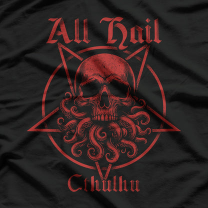 All Hail Cthulhu Dark Occult Skull T-Shirt