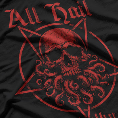 All Hail Cthulhu Dark Occult Skull T-Shirt