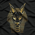 Anubis Ancient Egyptian God in Black and Gold T-Shirt