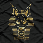 Anubis Ancient Egyptian God in Black and Gold T-Shirt