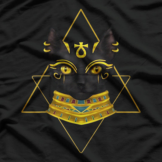 Bastet Goddess of Cats in Mystical Black T-Shirt