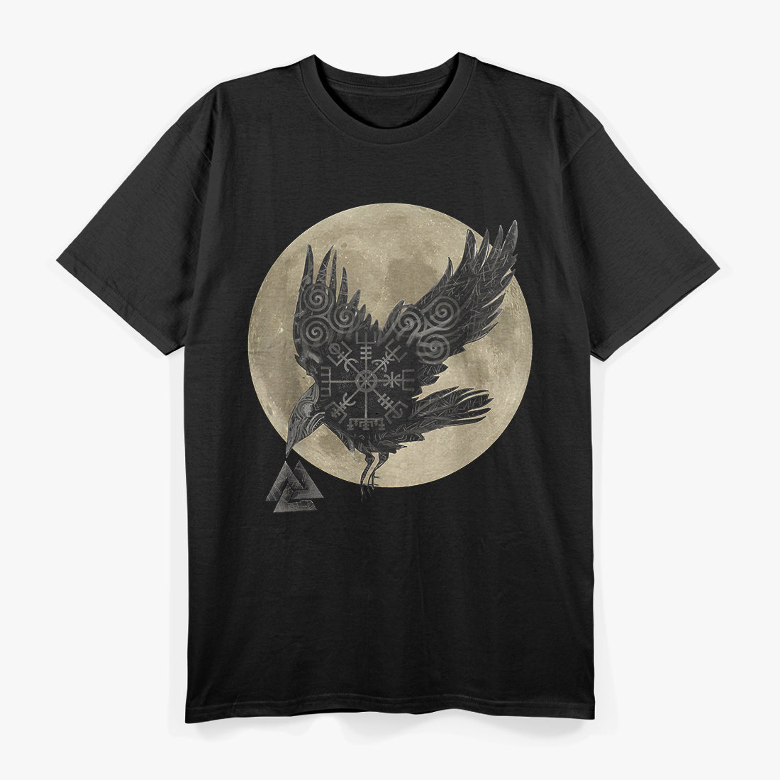 Moon, Norse Raven, and Runes: A Pagan Viking T-Shirt