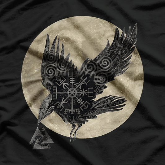 Moon, Norse Raven, and Runes: A Pagan Viking T-Shirt