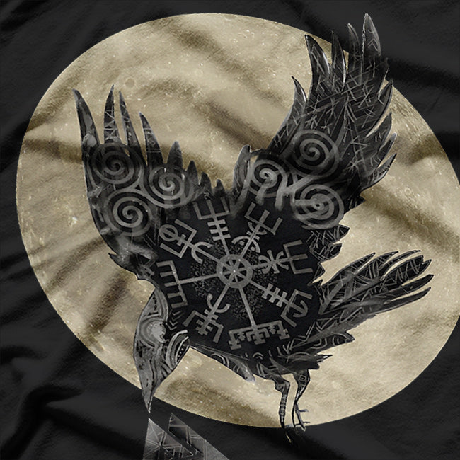 Moon, Norse Raven, and Runes: A Pagan Viking T-Shirt