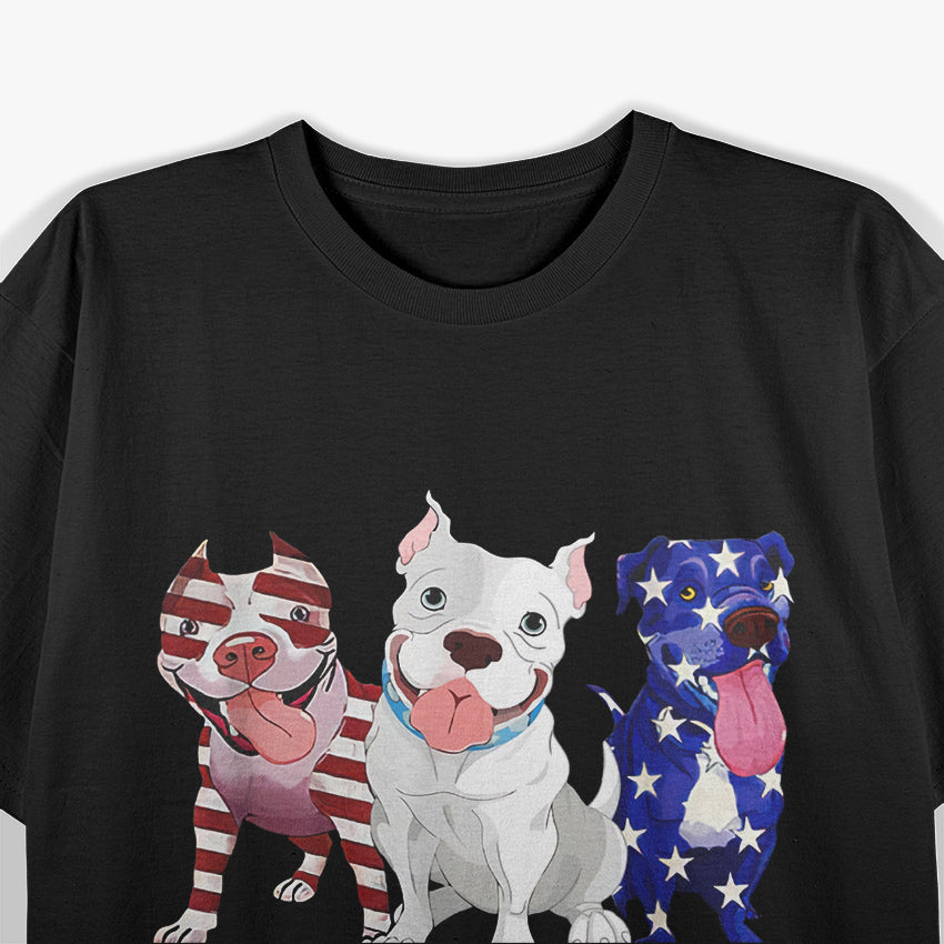 Pitbull American Flag 4th Of July Day Pitbull Lovers Shirt T-Shirt