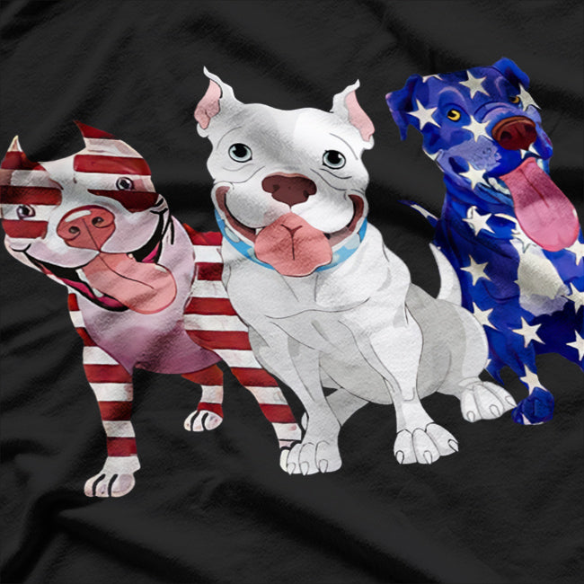 Pitbull American Flag 4th Of July Day Pitbull Lovers Shirt T-Shirt