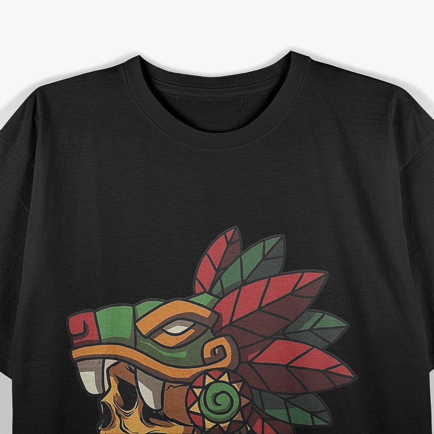 Quetzalcoatl Aztec Skull Mesoamerican Mythology Fusion T-Shirt