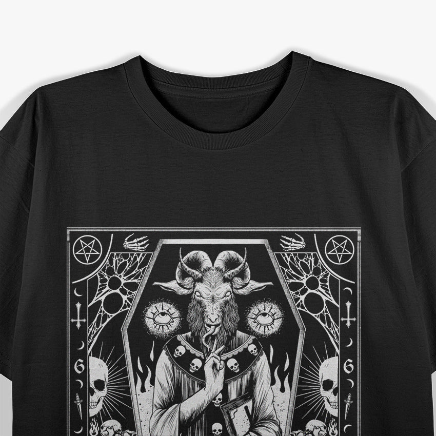 Satanic Dark Art Evil Pagan Goat 666 Pentagram Baphomet Symbol of Rebellion T-Shirt