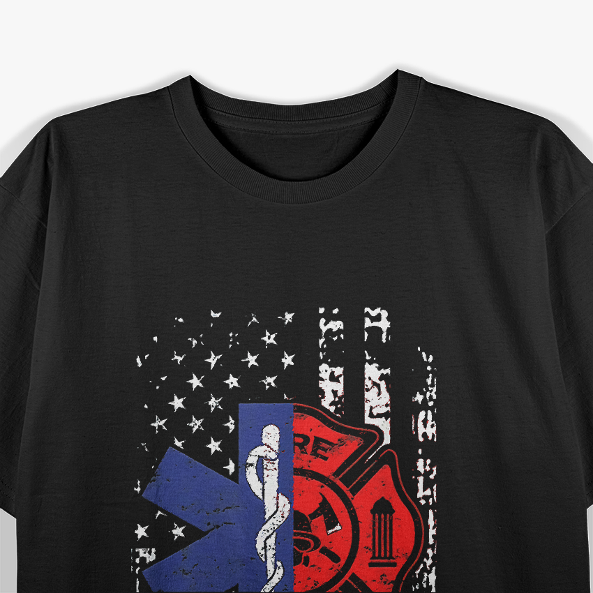 EMT Firefighter - Firefighter EMT American Flag T-Shirt