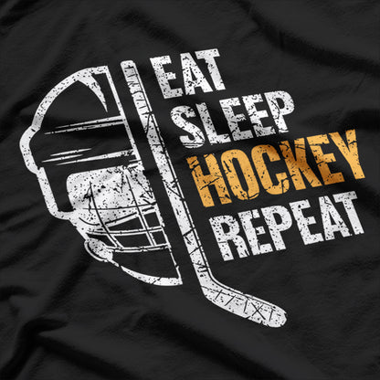 Eat Sleep Hockey Repeat Hockey Funny Ice Hockey T-Shirt