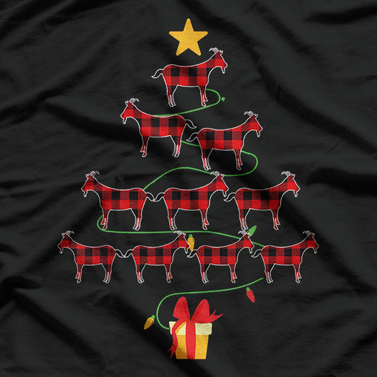 Goat Christmas Tree Tee Xmas Goats Tree Santa Hat T-Shirt