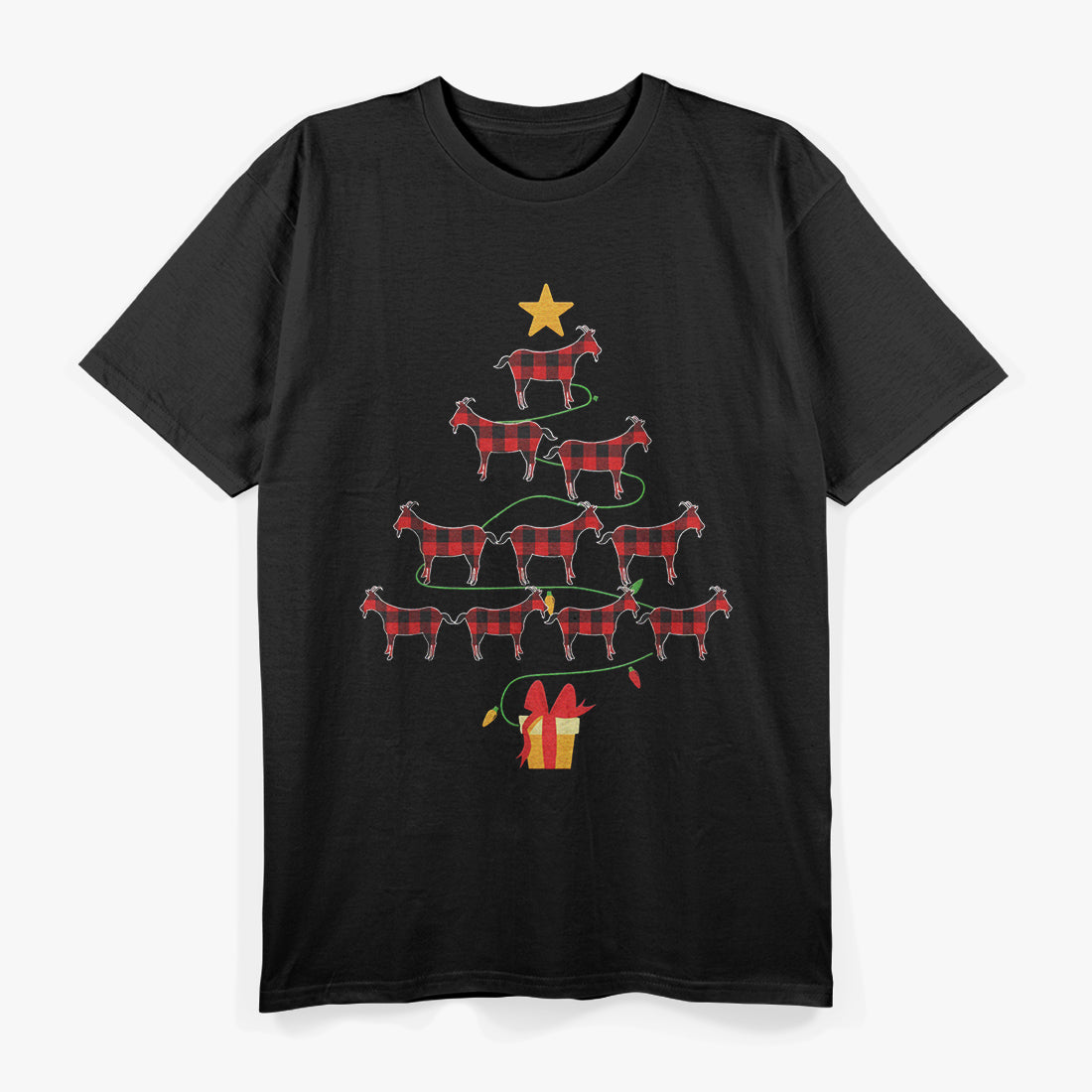 Goat Christmas Tree Tee Xmas Goats Tree Santa Hat T-Shirt