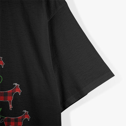 Goat Christmas Tree Tee Xmas Goats Tree Santa Hat T-Shirt