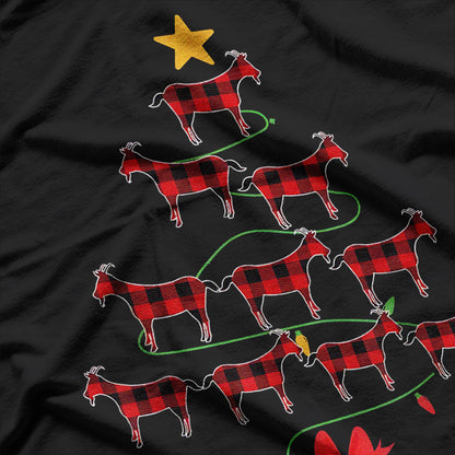 Goat Christmas Tree Tee Xmas Goats Tree Santa Hat T-Shirt