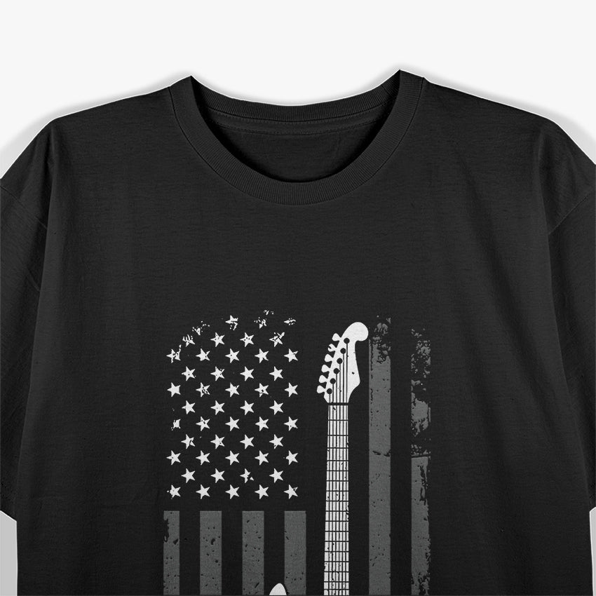 Guitar American US Flag Music Player Electric Guitarist Gift T-Shirt