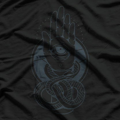 Hamsa Snake Hand with Eye Masonic Symbolism and Occult Power T-Shirt