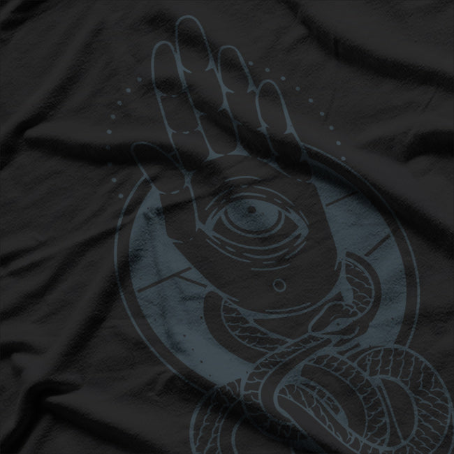 Hamsa Snake Hand with Eye Masonic Symbolism and Occult Power T-Shirt