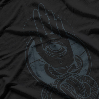 Hamsa Snake Hand with Eye Masonic Symbolism and Occult Power T-Shirt