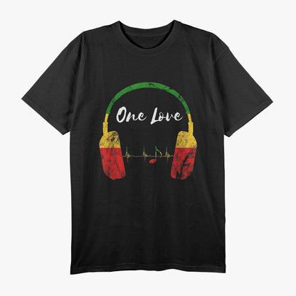 Rasta Reggae Music Headphones – Jamaican Pride and One Love T-Shirt