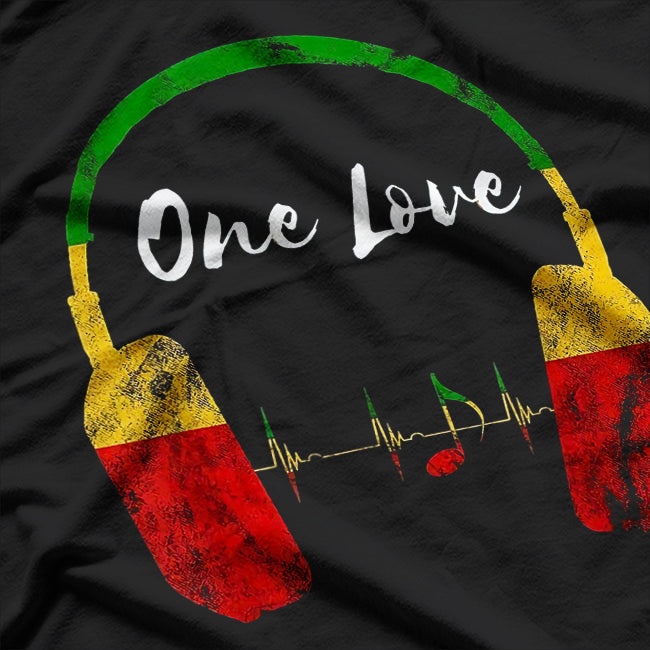 Rasta Reggae Music Headphones – Jamaican Pride and One Love T-Shirt