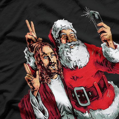 Jesus And Santa Selfie Funny Christmas Design T-Shirt