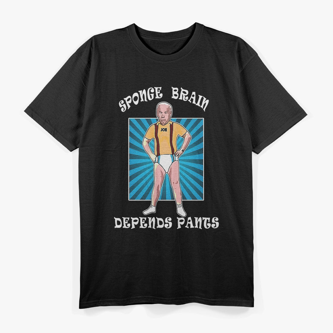 Funny Anti Joe Biden Sponge Brain Depends Pants on Men's T-Shirt