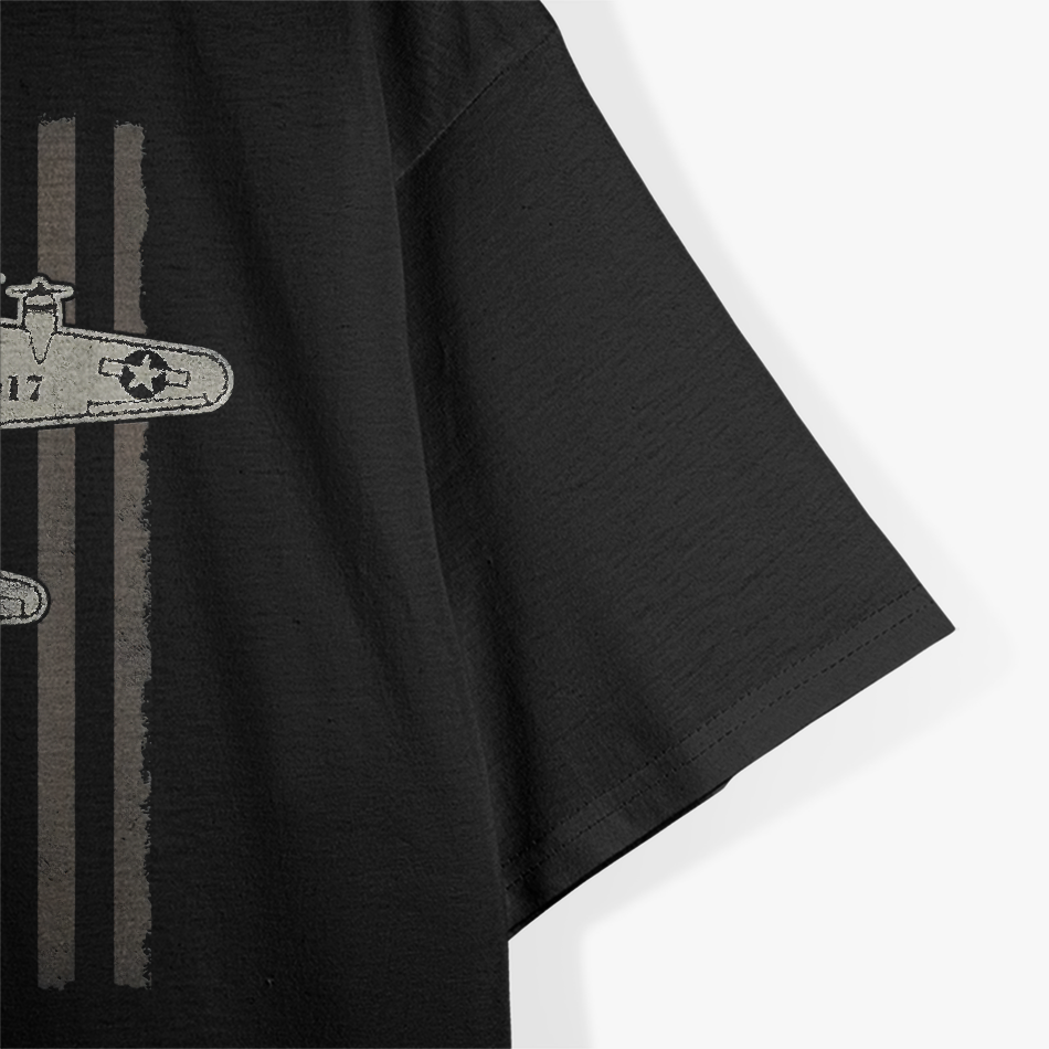 B17 Bomber WW2 Plane Aircraft US Flag Veteran Pilot T-Shirt