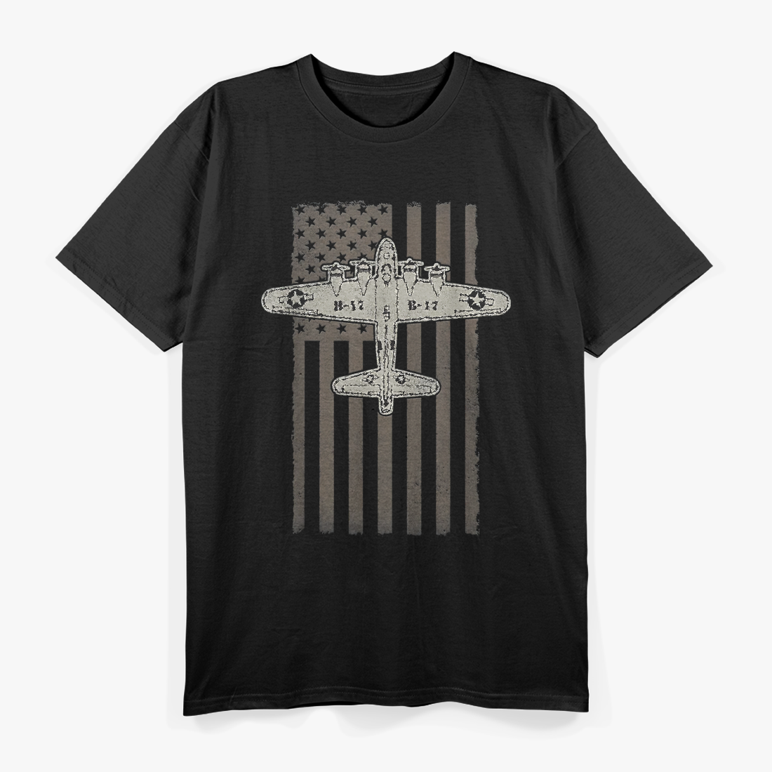 B17 Bomber WW2 Plane Aircraft US Flag Veteran Pilot T-Shirt