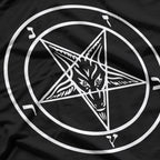 Classic Baphomet Inverted Pentagram - White on Black Occult Symbolism T-Shirt