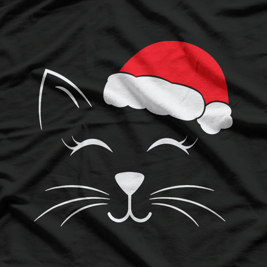 Cute Cat Santa Hat Christmas T-Shirt