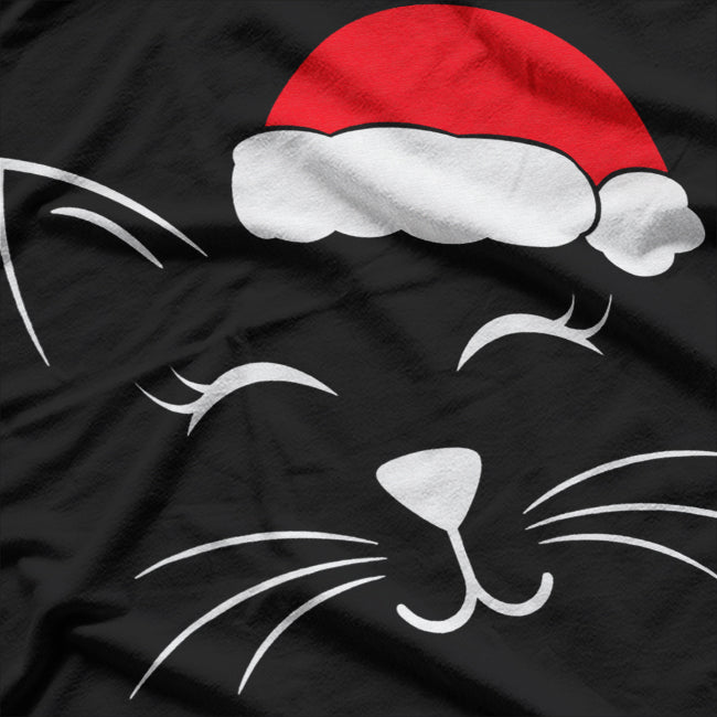 Cute Cat Santa Hat Christmas T-Shirt