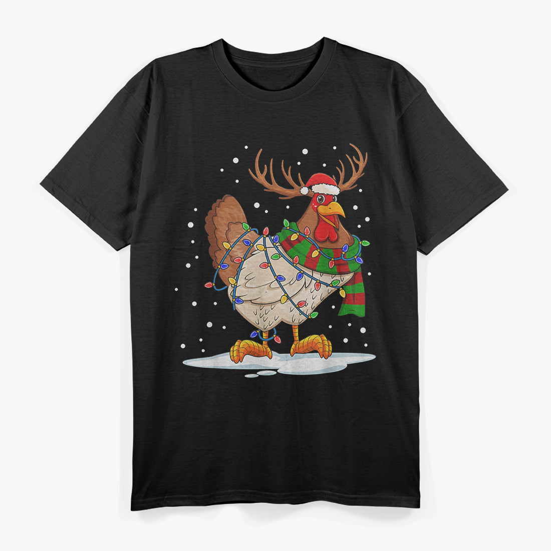 Chicken Christmas Reindeer Christmas Lights Pajama T-Shirt