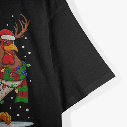 Chicken Christmas Reindeer Christmas Lights Pajama T-Shirt