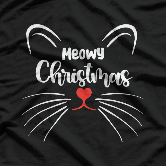 Meowy Christmas Cute Cat Lover Cat Mom Cat Dad Christmas T-Shirt