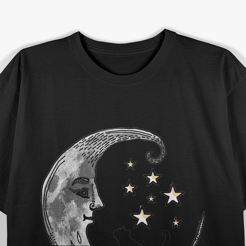 Black Cat Full Moon With Bats T-Shirt