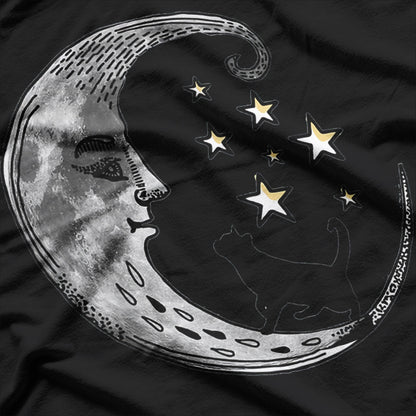 Black Cat Full Moon With Bats T-Shirt