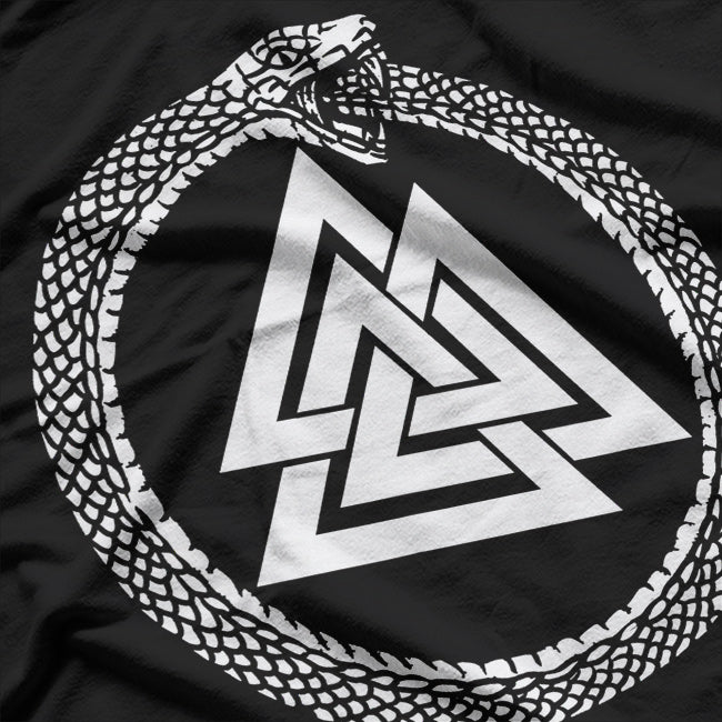 Mystic Ouroboros Ancient Viking Symbol Valknut Norse T-Shirt