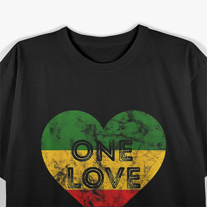 Reggae Heart One Love Rasta Reggae Music Rastafarian Jamaica T-Shirt