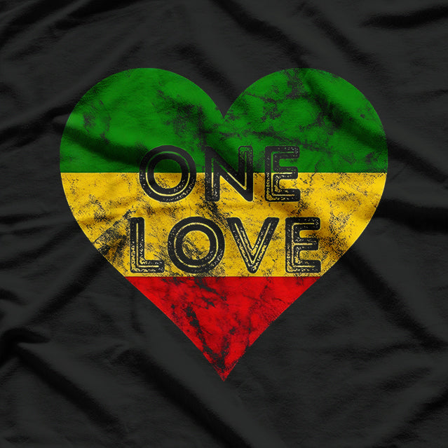 Reggae Heart One Love Rasta Reggae Music Rastafarian Jamaica T-Shirt