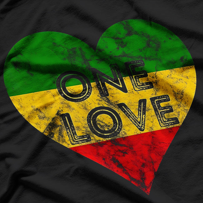 Reggae Heart One Love Rasta Reggae Music Rastafarian Jamaica T-Shirt